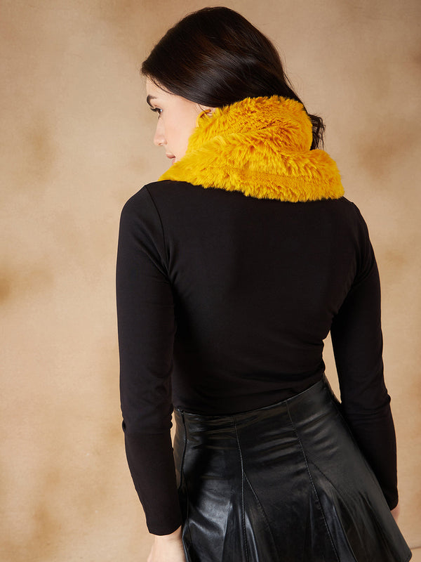 InWeave Women's Yellow Faux Fur Neck Warmer - Distacart