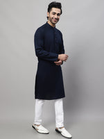 Thumbnail for Even Apparels Blue Pure Cotton Kurta With Band Collar - Distacart