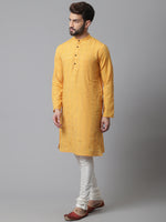 Thumbnail for Even Apparels Yellow Kurta With Band Collar - Distacart