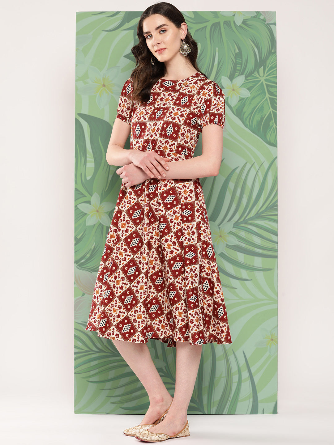 InWeave Women's Maroon Square Dress - Distacart