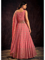 Thumbnail for Myra Pink Real Georgette Designer Gown Style Suit - Distacart