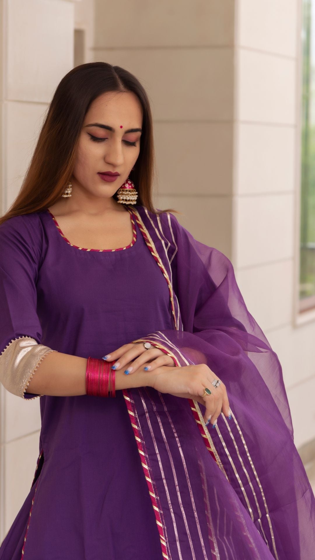 Pomcha Jaipur Falguni Purple Kurta Skirt Set - Distacart