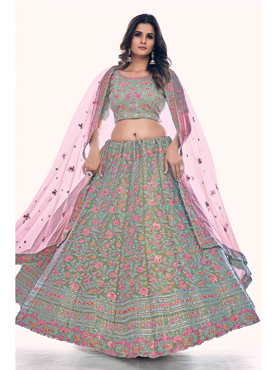 Myra Green Gota Silk Embroidered Designer Lehenga Choli - Distacart
