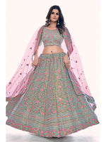 Thumbnail for Myra Green Gota Silk Embroidered Designer Lehenga Choli - Distacart