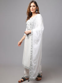 Thumbnail for NOZ2TOZ Women's White Chinkankari Printed Kurta Set - Distacart