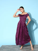 Thumbnail for InWeave Women's Wine Brocade Dress - Distacart