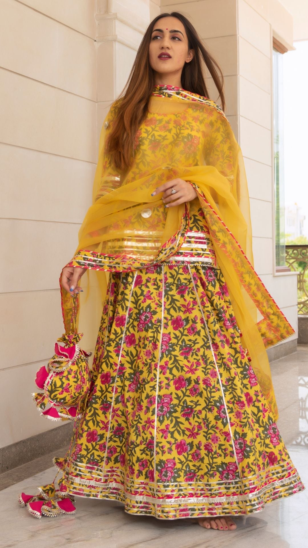 Pomcha Jaipur Nitara Cotton Hand Block Skirt Set - Distacart