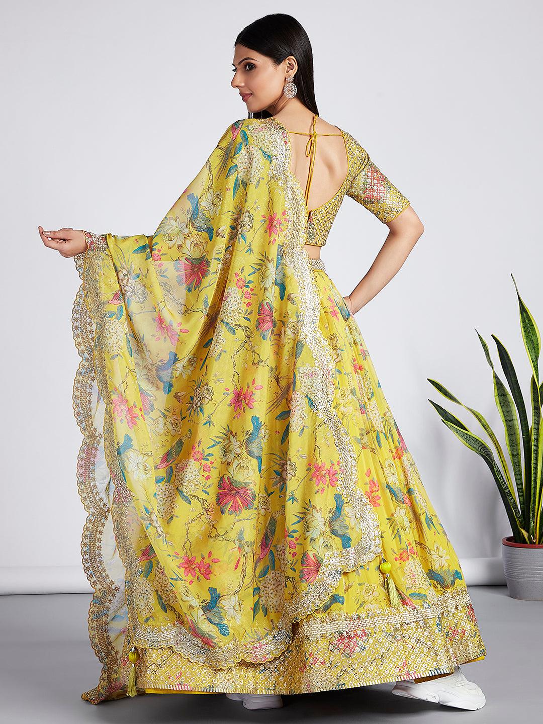 Green - Floral Print - Lehenga Cholis: Buy Indian Lehenga Outfits Online |  Utsav Fashion