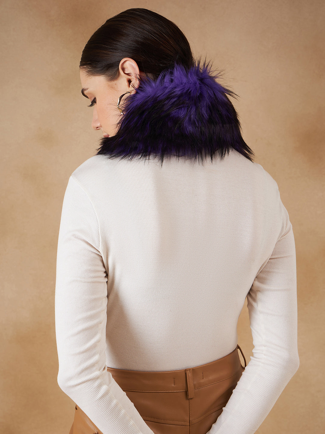 InWeave Women's Purple Black Fur Neckpiece - Distacart