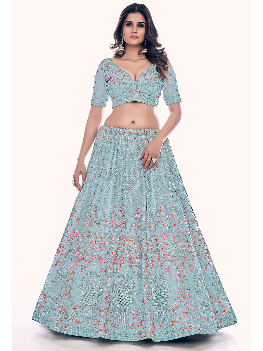 Myra Firozi Soft Net Embroidered Designer Lehenga Choli - Distacart
