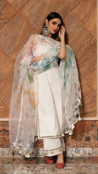 Thumbnail for Pomcha Jaipur Holi White Suit Set - Distacart