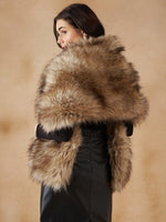 Thumbnail for InWeave Women's Winter Beige Faux Fur Cape - Distacart