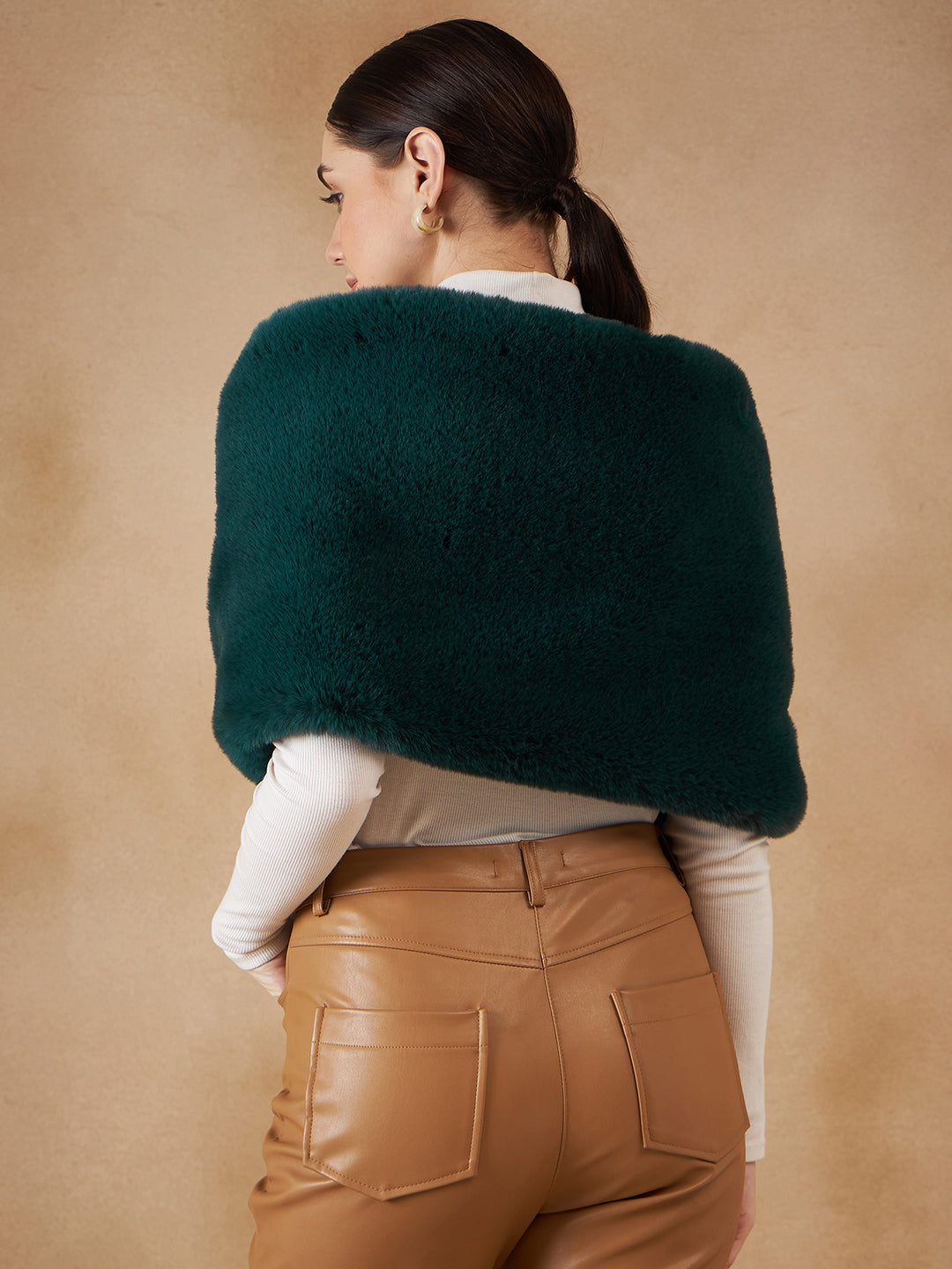 InWeave Women's Dark Teal Long Faux Fur Cape - Distacart