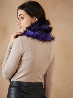 Thumbnail for InWeave Women's Purple Black Faux Fur Neck Warmer - Distacart