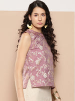 Thumbnail for InWeave Women's Mauve Brocade Halter Top - Distacart
