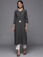 Thumbnail for Varanga Black Printed Kurta With Hand Work Detailings - Distacart
