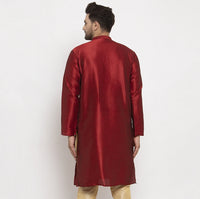 Thumbnail for Kalyum Men's Silk Blend Maroon Straight Long Kurta - Distacart