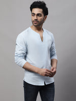 Thumbnail for Even Apparels Blue Pure Cotton Open Neck Kurta - Distacart