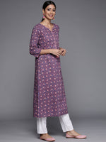 Thumbnail for Varanga Cotton Printed Stright Kurta With Embroidered Nekline - Distacart