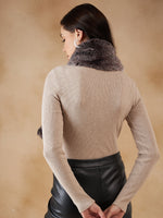 Thumbnail for InWeave Women's Dark Grey Double Shade Faux Fur Neck Warmer - Distacart
