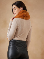 Thumbnail for InWeave Women's Carrot Orange Faux Fur Neck Warmer - Distacart