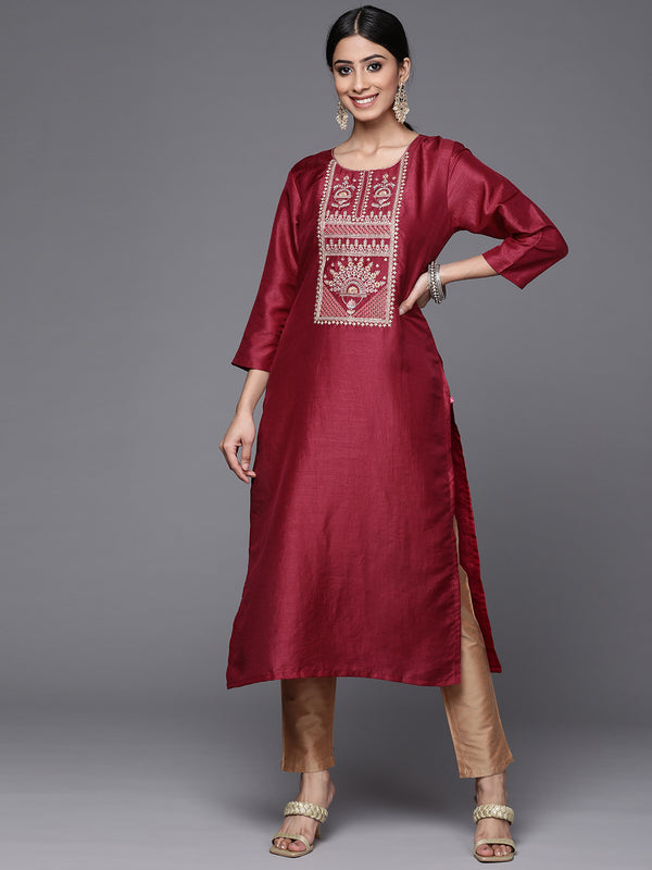 Varanga Women Magenta Embellished Gota Patti Kurta - Distacart