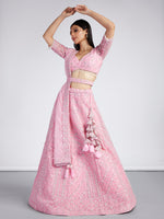 Thumbnail for House of Panchhi Pink Net Sequins, Zarkan And Thread Embroidery Lehenga Choli & Dupatta - Distacart