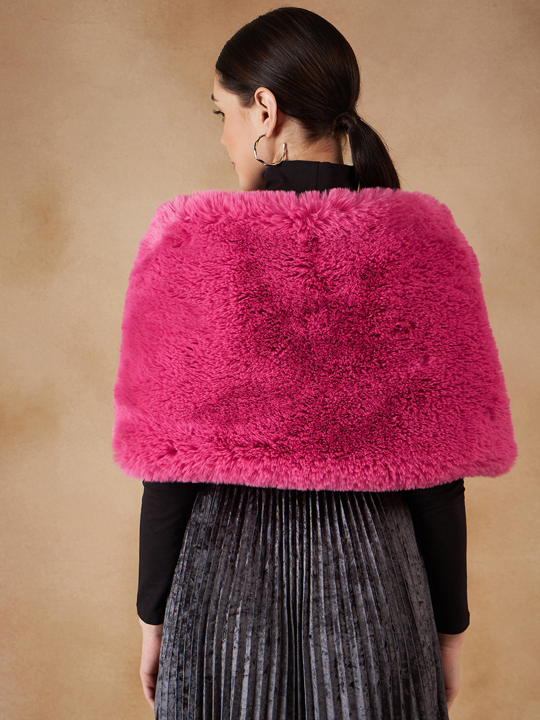 InWeave Women's Light Pink Long Faux Fur Cape - Distacart