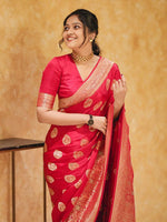 Thumbnail for Kalini Ethnic Motifs Woven Design Zari Silk Cotton Banarasi Saree - Distacart