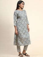 Thumbnail for Kalini Floral Printed Round Neck Kurta with Trousers - Distacart