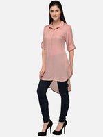 Thumbnail for Kalini Women Peach-Coloured Pastels High Low Pathani Kurta - Distacart