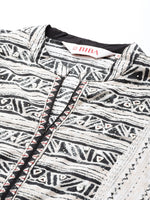 Thumbnail for Biba Women Beige & Black Pure Cotton Geometric Printed Bell Sleeves Kurta - Distacart