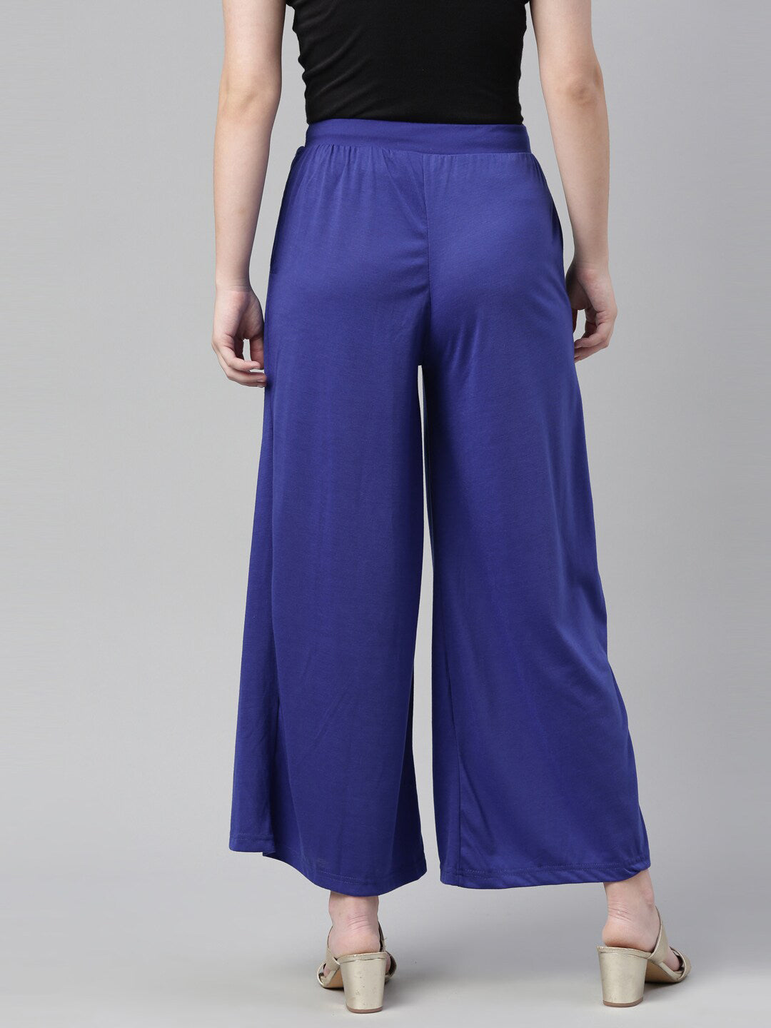 Souchii Women Navy Blue Knitted Palazzos - Distacart