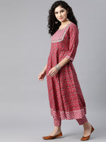 Thumbnail for Kalini Women Pink Floral Printed Gotta Patti Pure Cotton Kurta with Trousers & Dupatta - Distacart