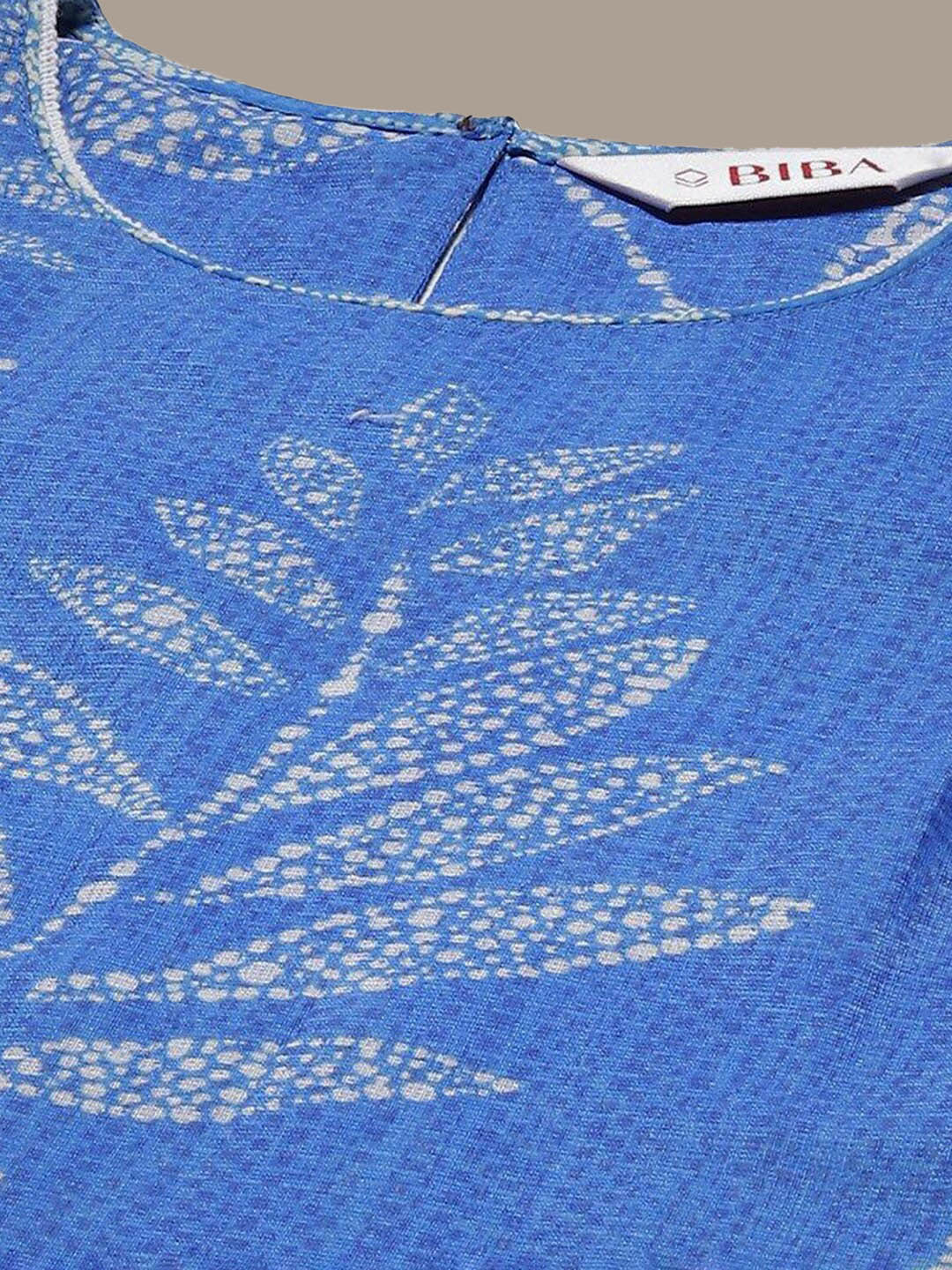 Biba Round Neck Floral Printed Straight Kurta - Distacart