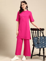 Thumbnail for Sangria Women Pure Cotton Kurta with Palazzos - Distacart