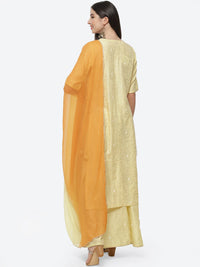 Thumbnail for Biba Women Yellow & Rust Printed Kurta with Palazzos & Dupatta - Distacart