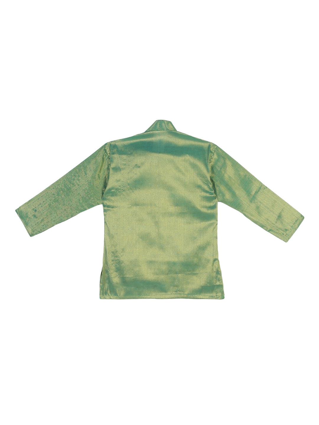 Sethukrishna Boys Green & Cream-Coloured Solid Kurta with Pyjamas - Distacart