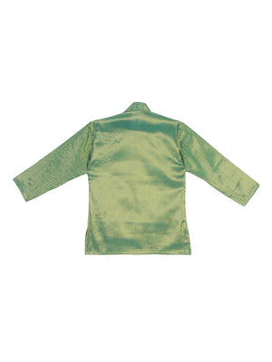Sethukrishna Boys Green & Cream-Coloured Solid Kurta with Pyjamas - Distacart