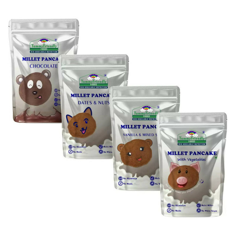 TummyFriendly Foods Aluminium-Free Millet Pancake Mixes Trial Packs with Chocolate, Nuts, Seeds, Veggies - Distacart