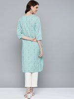Thumbnail for HERE&NOW Women Green & White Bandhani Print Straight Kurta - Distacart