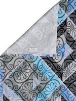 Thumbnail for BOMBAY DYEING Epigram Blue & Grey Ethnic Cotton 120 TC Queen Bedsheet With 2 Pillow Covers - Distacart