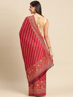 Thumbnail for Kalini Striped Foil Work Vichitra Silk Saree - Distacart