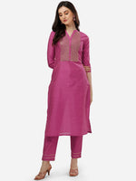 Thumbnail for HERE&NOW Women Ethnic Motifs Embroidered Sequinned Kurta with Trousers - Distacart