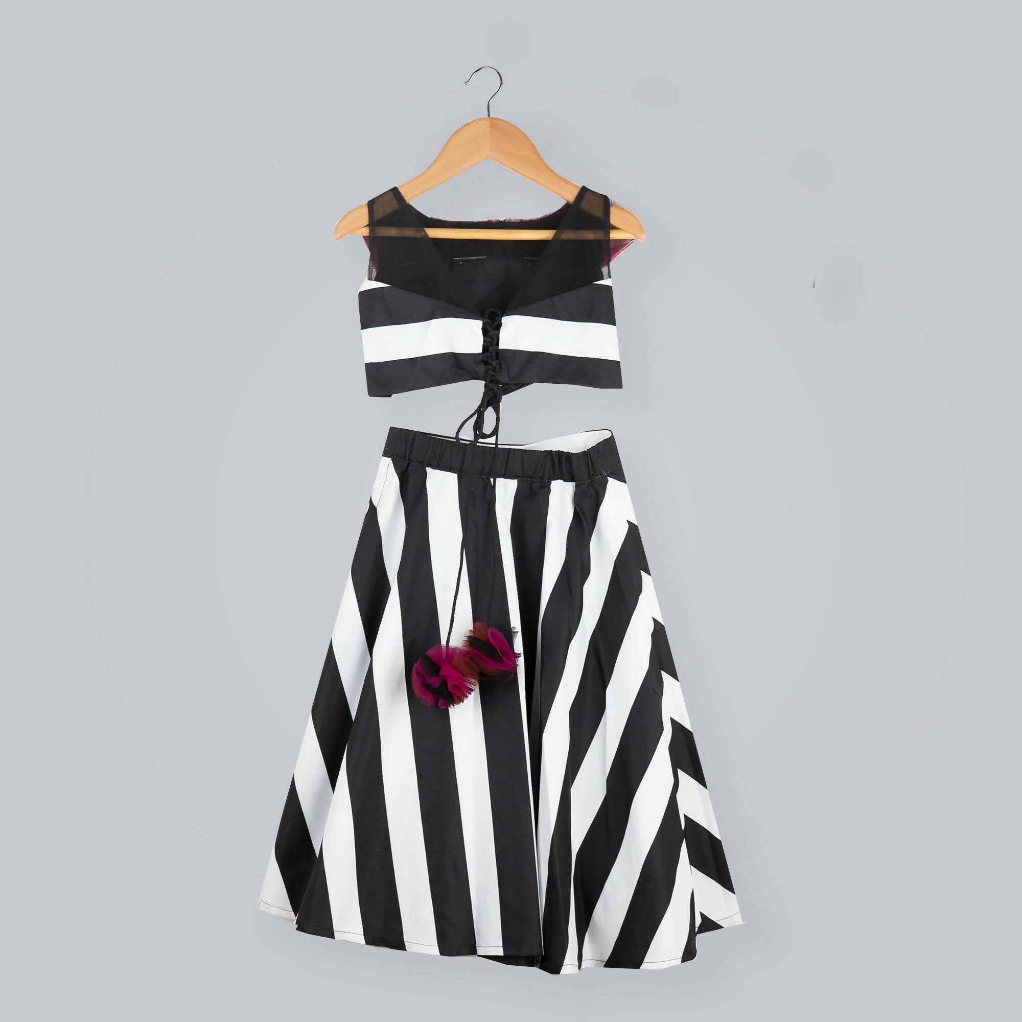 Pink Cow Fashions Printed Ghagra Choli With Frilles Dupatta - Distacart