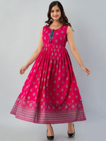 Thumbnail for Kalini Women Pink & Blue Ethnic Motifs Printed Anarkali Kurta - Distacart