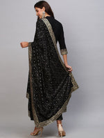 Thumbnail for Kalini Women Black Solid Anarkali Kurta with Trousers & With Dupatta - Distacart