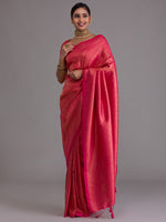 Thumbnail for Koskii Red & Gold-Toned Ethnic Motifs Zari Saree - Distacart