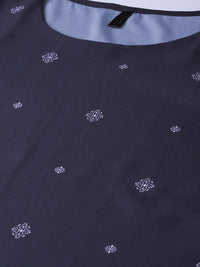 Thumbnail for Ahika Women Navy Blue & Off-White Printed Straight Kurta - Distacart