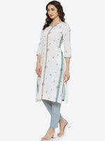 Thumbnail for Biba Women White & Blue Printed Pure Cotton Kurta with Trouser - Distacart